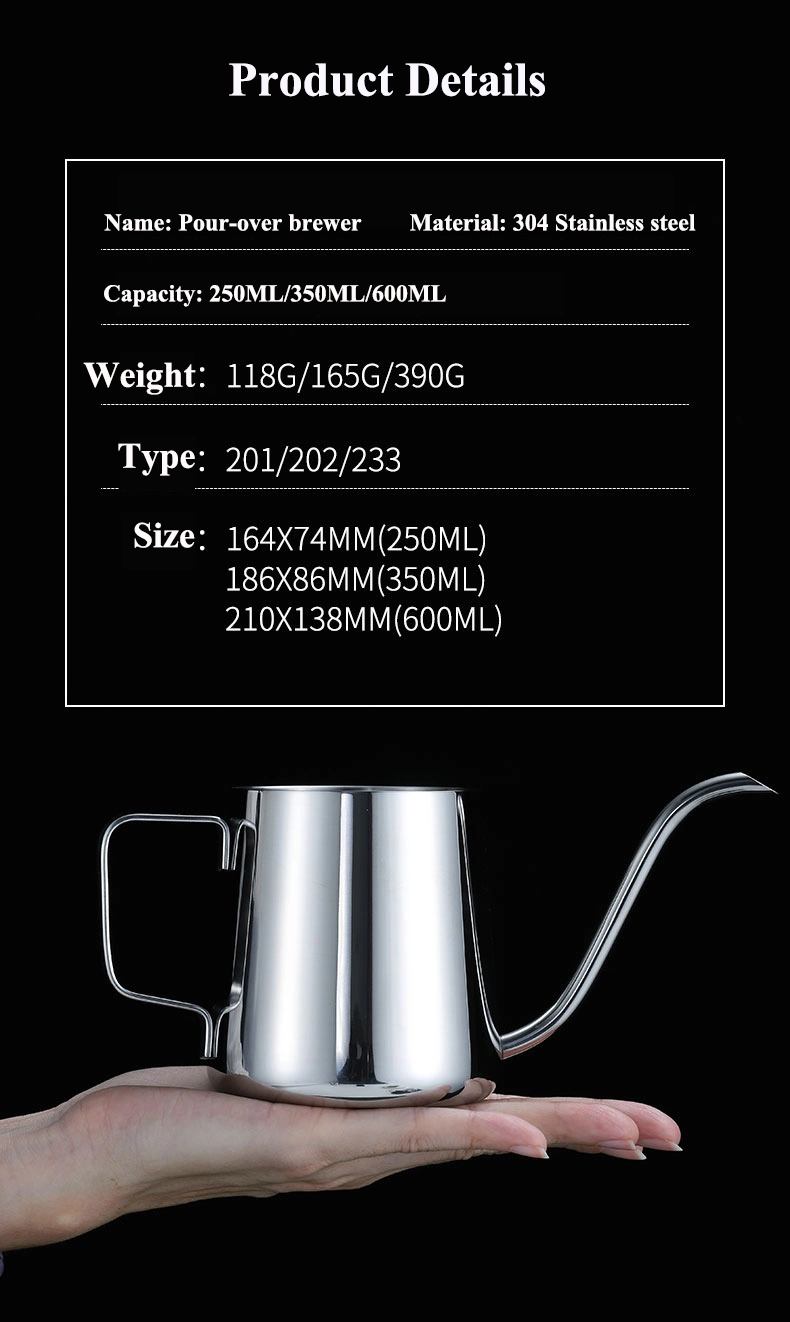 250ml Pour Over Stainless Steel Portable Tea Camping Coffee Supplier Kitchen Pour Good Grips Coffee Tools Swan Neck Kettle