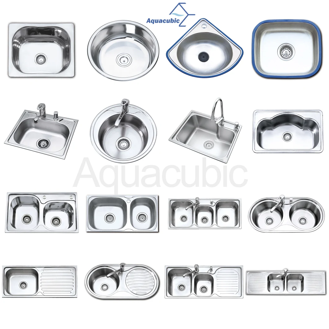 Aquacubic 21.6 Inch Kitchen Fixtures Rectangular Single Bowl Pressed Drawn 201 Stainless Steel Kitchen Sink Camping Sink Drawn Sink