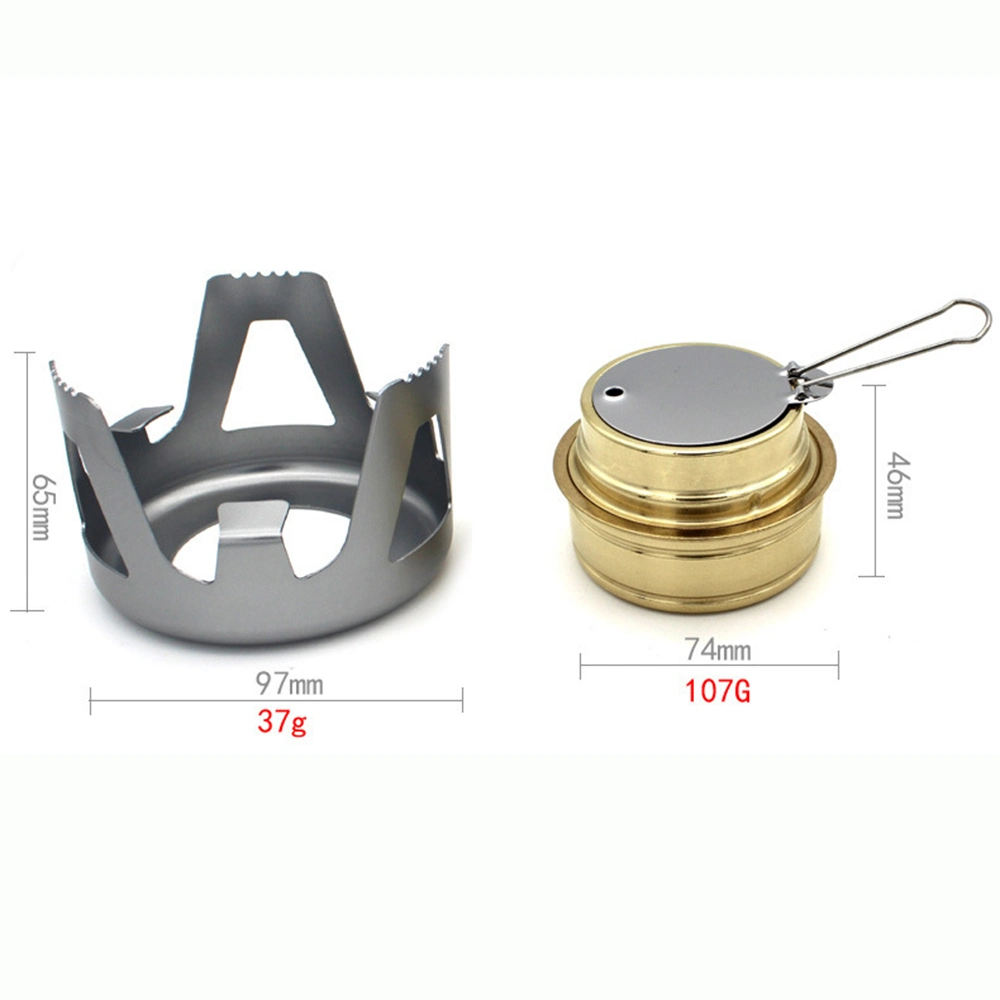 Portable Mini Alcohol Stove for Backpacking, Lightweight Brass Burner with Aluminum Stand for Camping Hiking Esg13301